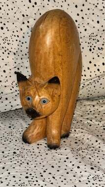 Handmade Wood Kitten Figurine Vintage Cat Sculpture for Collectors austrailia
